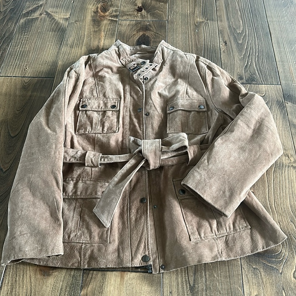 Jessica brown 100% leather suede jacket | Large 14-16